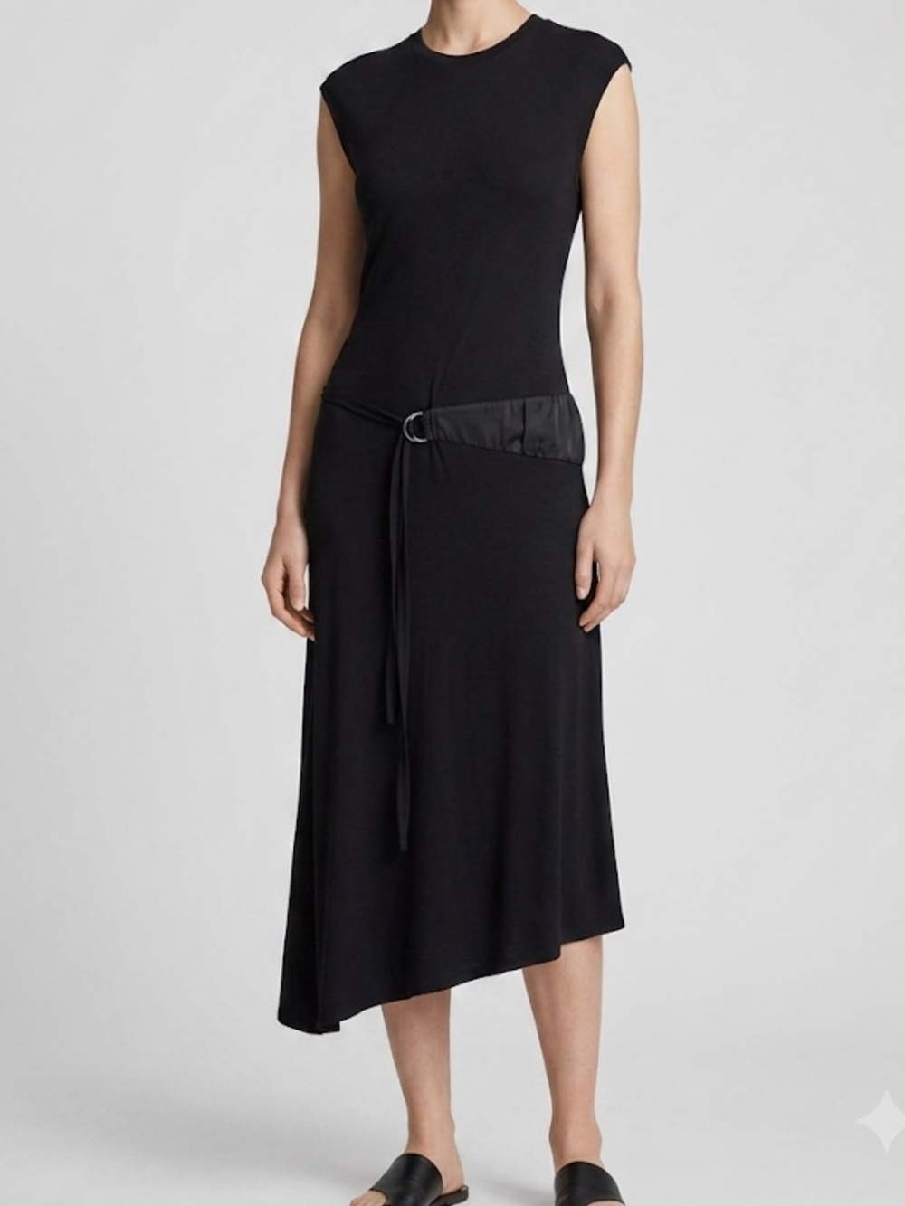RAG & BONE New York Large Ophelia Black Jersey Knit Midi Dress Event Date Night